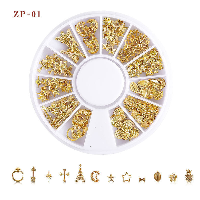 Nail Ornament Star Moon Rivet Hollow-Out Alloy Nails Decoration