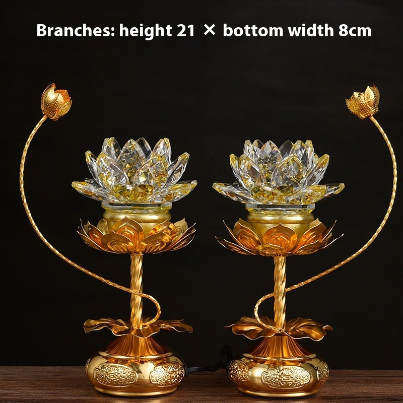 Colorful Crystal Lotus Buddha Hand Plug-in Buddha Worshiping Lamp