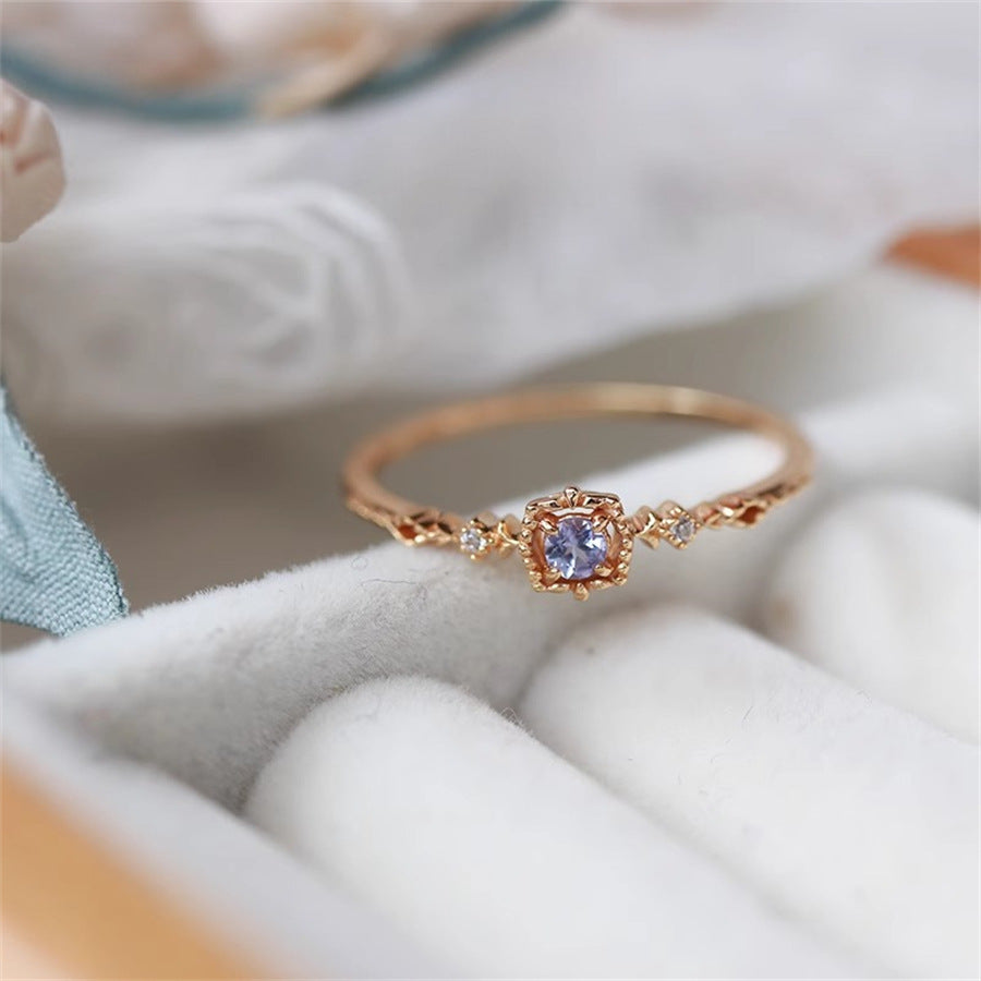 Antique Zircon Brushed Ring Female Retro Minority