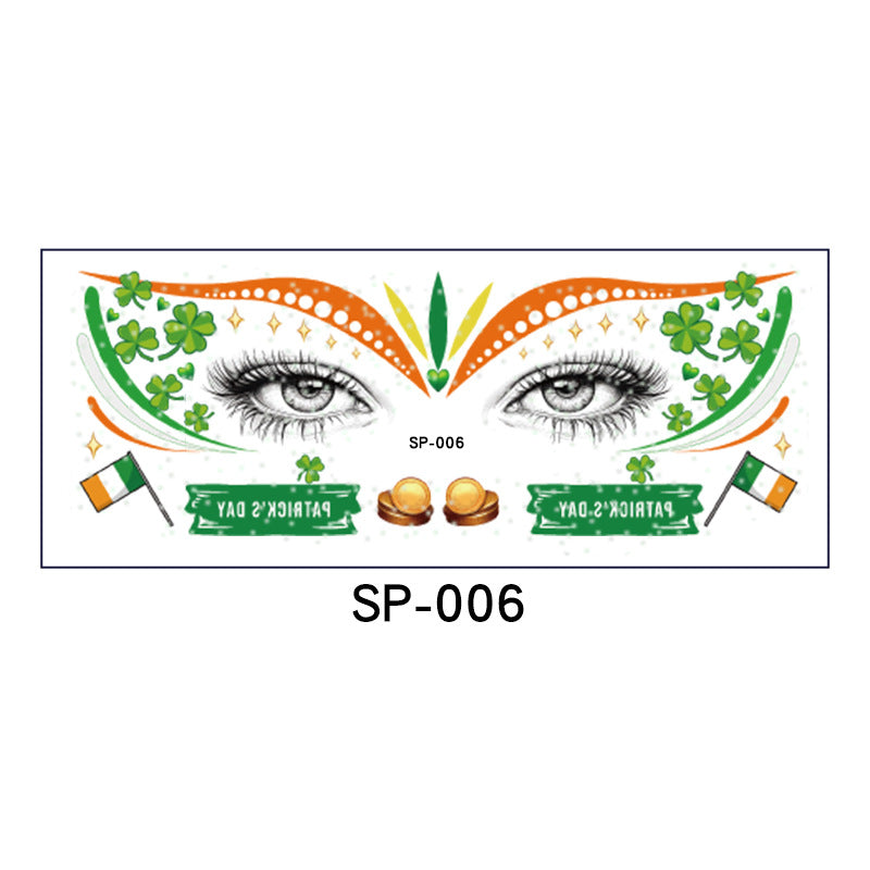 Irish Glitter Tattoo Sticker St Patrick Holiday Party