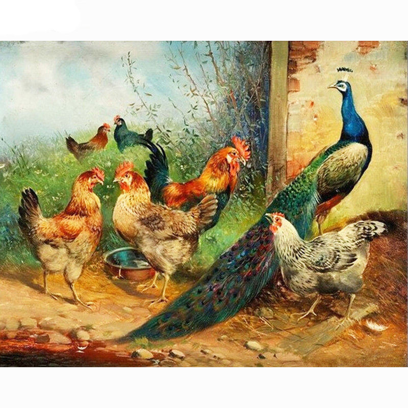 Peacock And Rooster Theme Diamond Painting