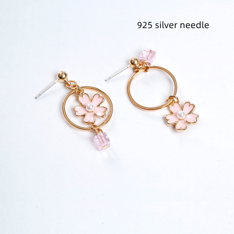 New Fashion Temperament Crystal Cherry Blossom Earrings