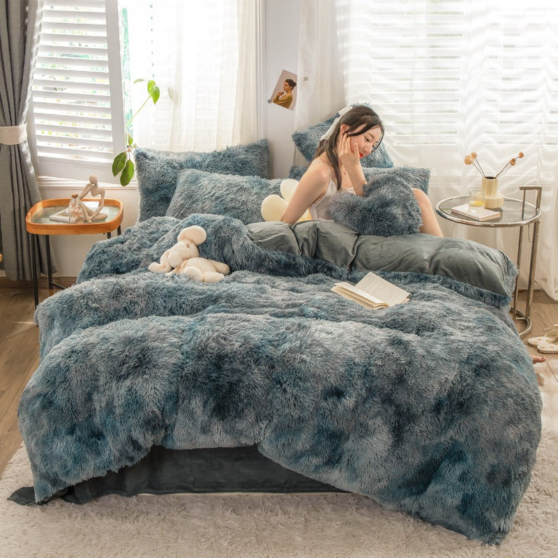 Mink Velvet Four-piece Printing Thickened Warm Bedding