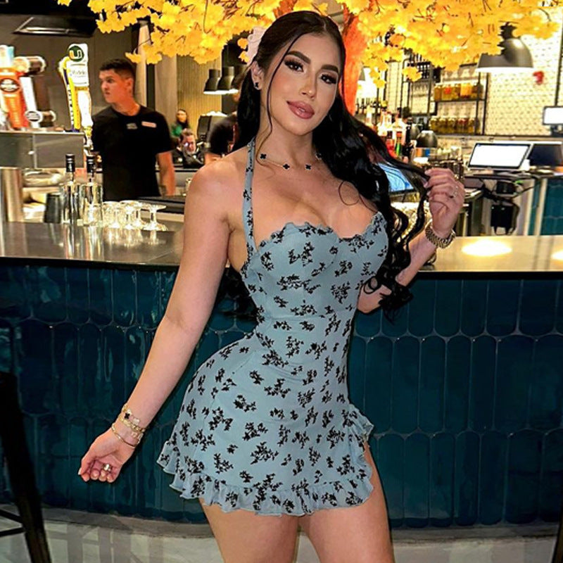 Fashion Sexy Lace Slim Tube Top Lace-Up Dress