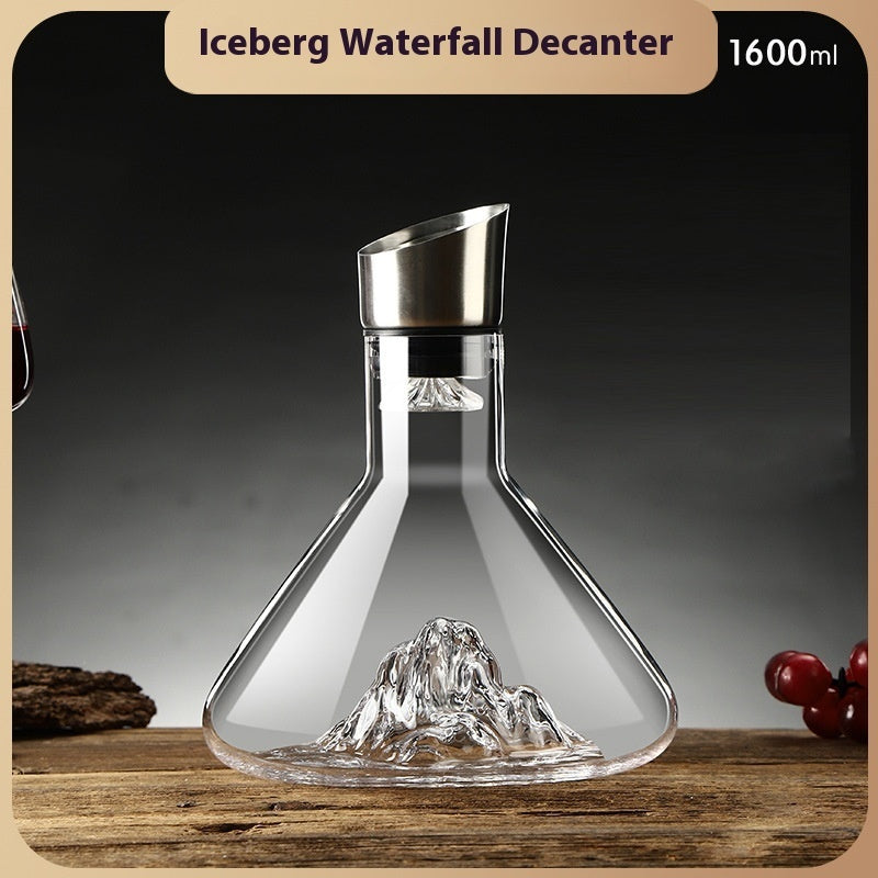 Hot-Selling Iceberg Waterfall Wine Decanter Creative Transparent Lead-Free Crystal Glass Wine Dispenser Barware Quick Decanters