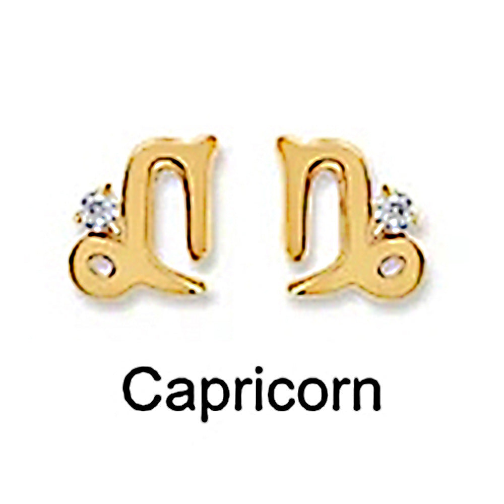 Fashion Ins Style Mini Glossy Twelve Constellation S925 Sterling Silver Personalized Diamond Constellation Stud Earrings