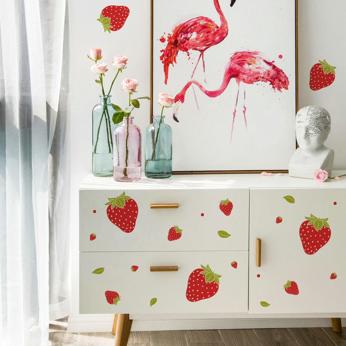 Creative Strawberry Background Wall Stickers