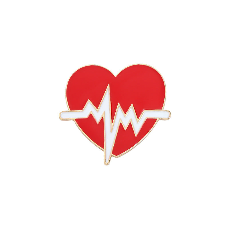 New Cartoon Creative Cartoon Heartbeat Shape Accessories Brooch