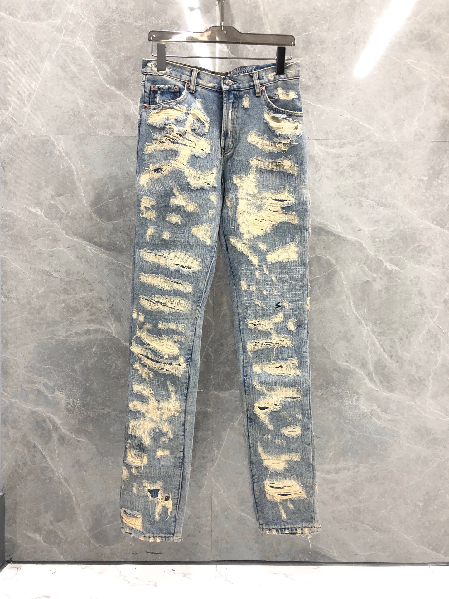 Blue and Black Cow Embroidered Jeans