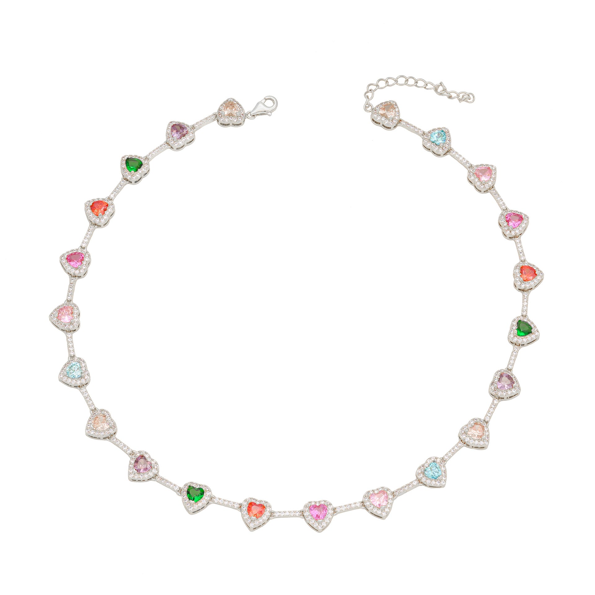 Candy Color Heart Color Zircon Necklace Ornament
