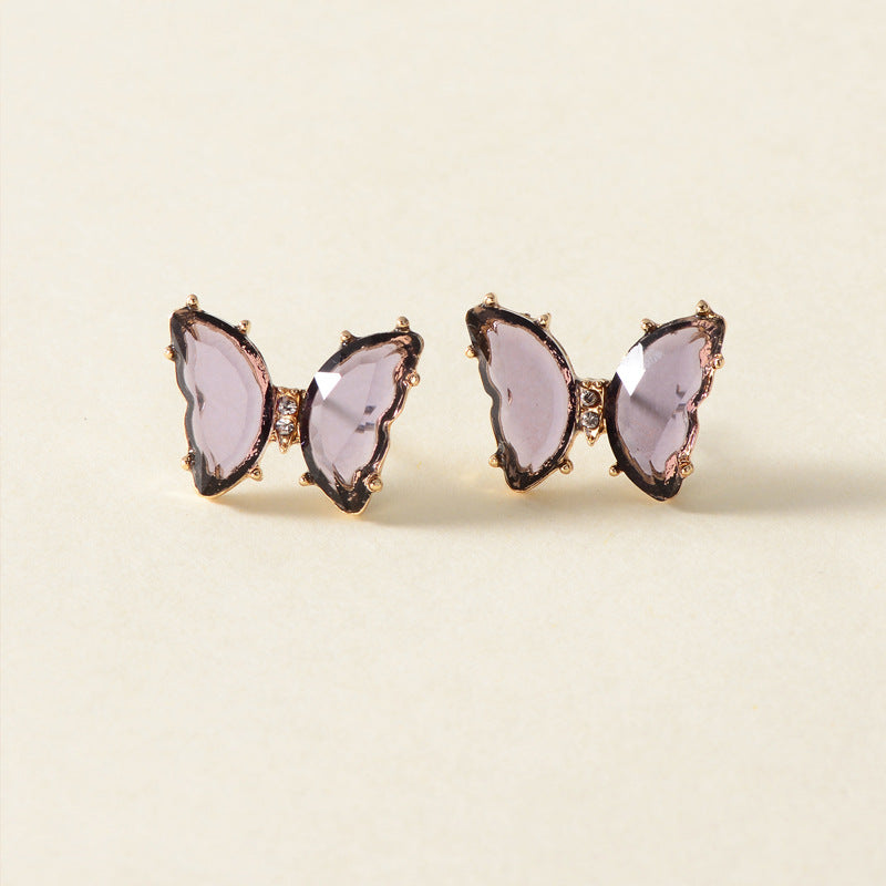New Gold-Plated Crystal Butterfly Necklace