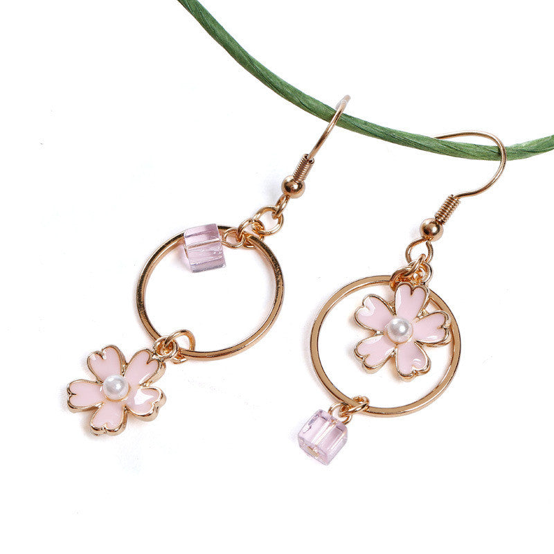 New Fashion Temperament Crystal Cherry Blossom Earrings