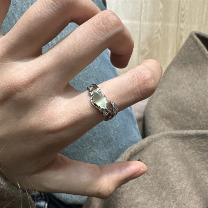 Antique Zircon Brushed Ring Female Retro Minority