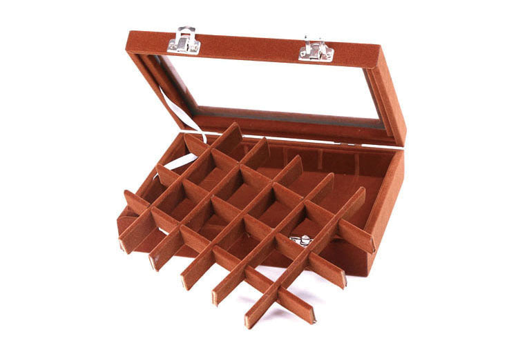 24 Grid Silver Pendant Jewelry Box With Velvet Surface