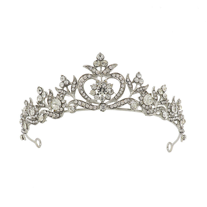 Women's Fashion Rhinestone Leaves Heart Bridal Crown Tiara