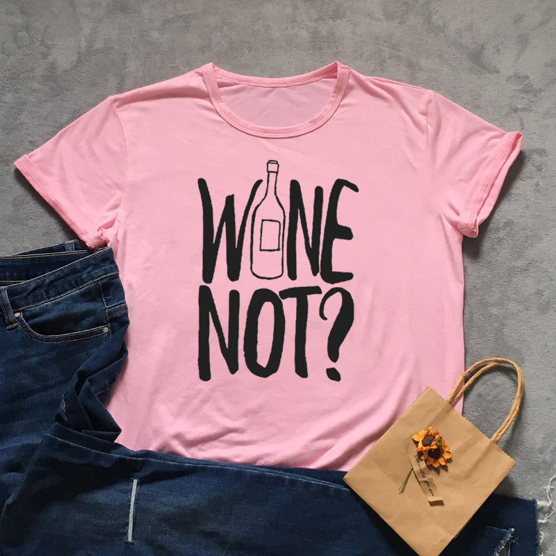 Women's Fashion Short Sleeve Crew Neck Letter Print T-Shirt