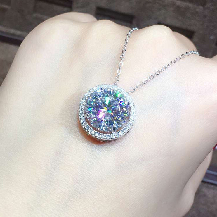 5 Carat Simulated Moissanite Round Pendant For Women