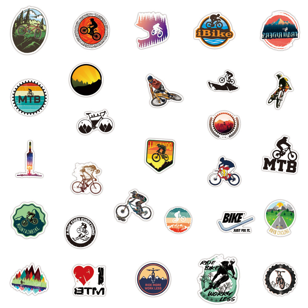 Mountain Bike Graffiti Stickers Waterproof Suitcase Notebook