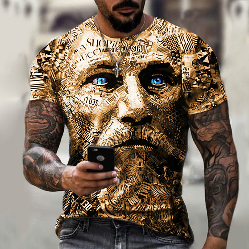 Men's Casual Slim-Fit Top Fashionable 3D Printed Men's Clothing
