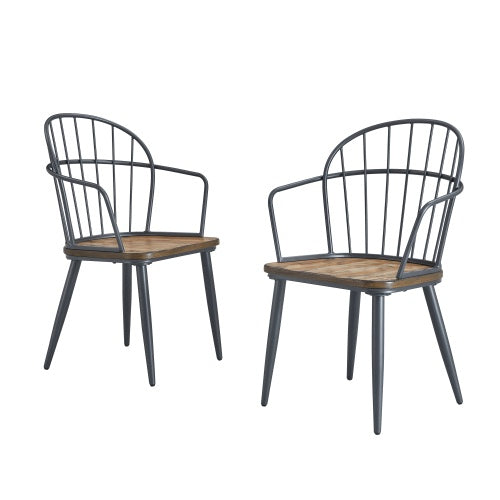 Indoor Dining Chair With Metal Legs Set Of 2,Light Birch