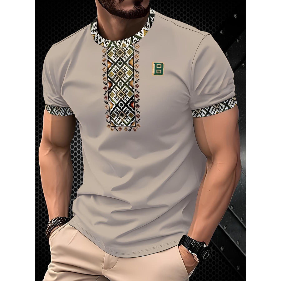 Men's Short-Sleeved T-Shirt Business Casual Series Digital 3D Printing