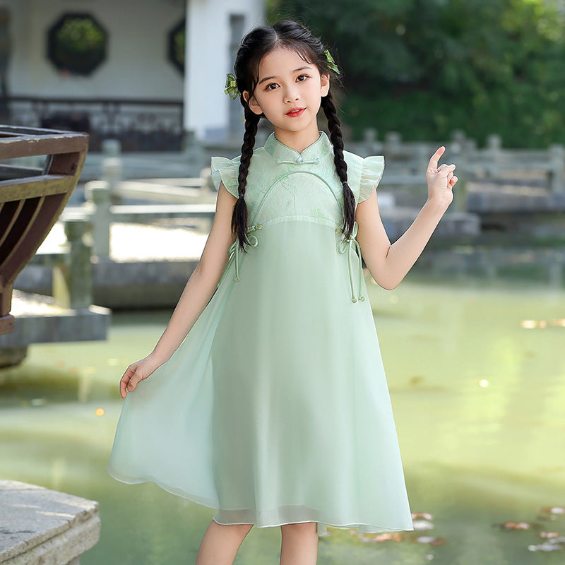 New Chinese-Style Cheongsam For Girls New Chinese-Style Hanfu Dress