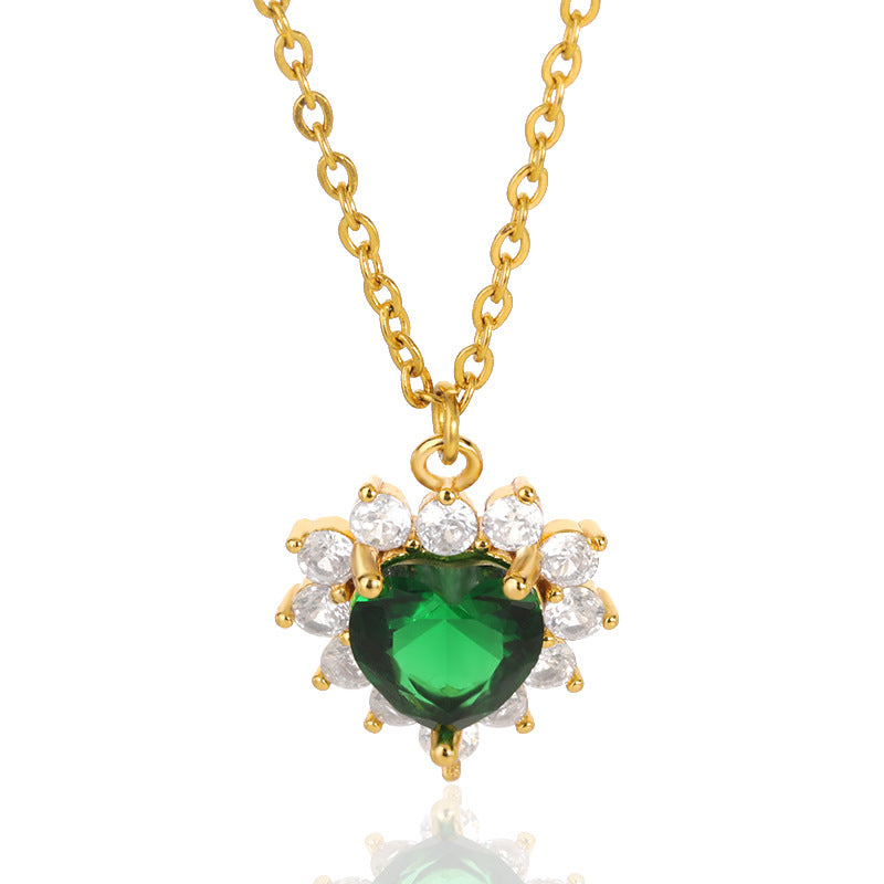 With Simple Heart-Shaped Zircon Necklace Ladies Wedding Zircon Necklace