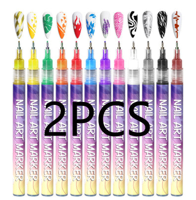 Nail Art Graffiti Pen 12 Colors Acrylic Paint Painted