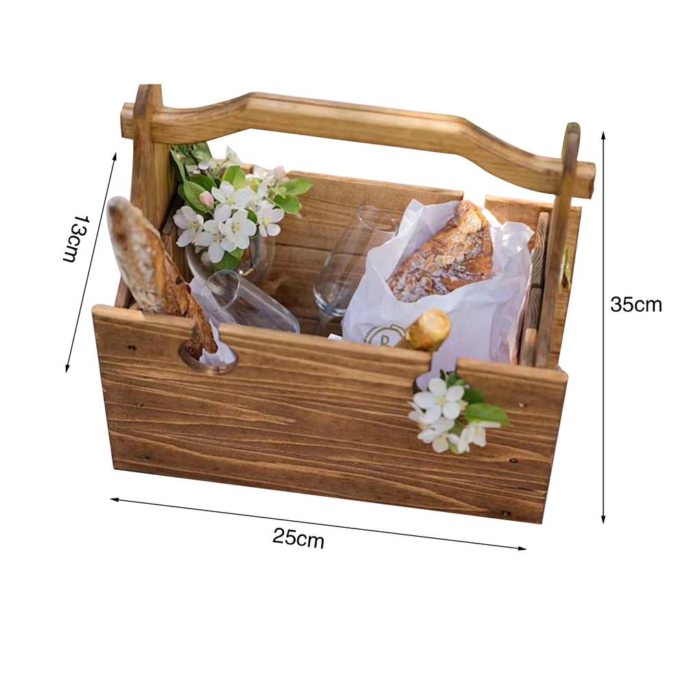 Portable Outdoor Storage Basket With Wooden Table