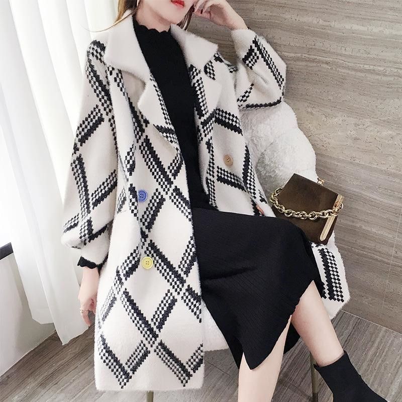 Mid-Length Faux Mink Coat Women