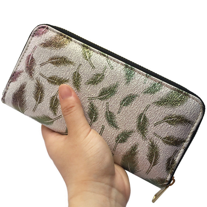 Fashion Ladies Long Wallet Feather