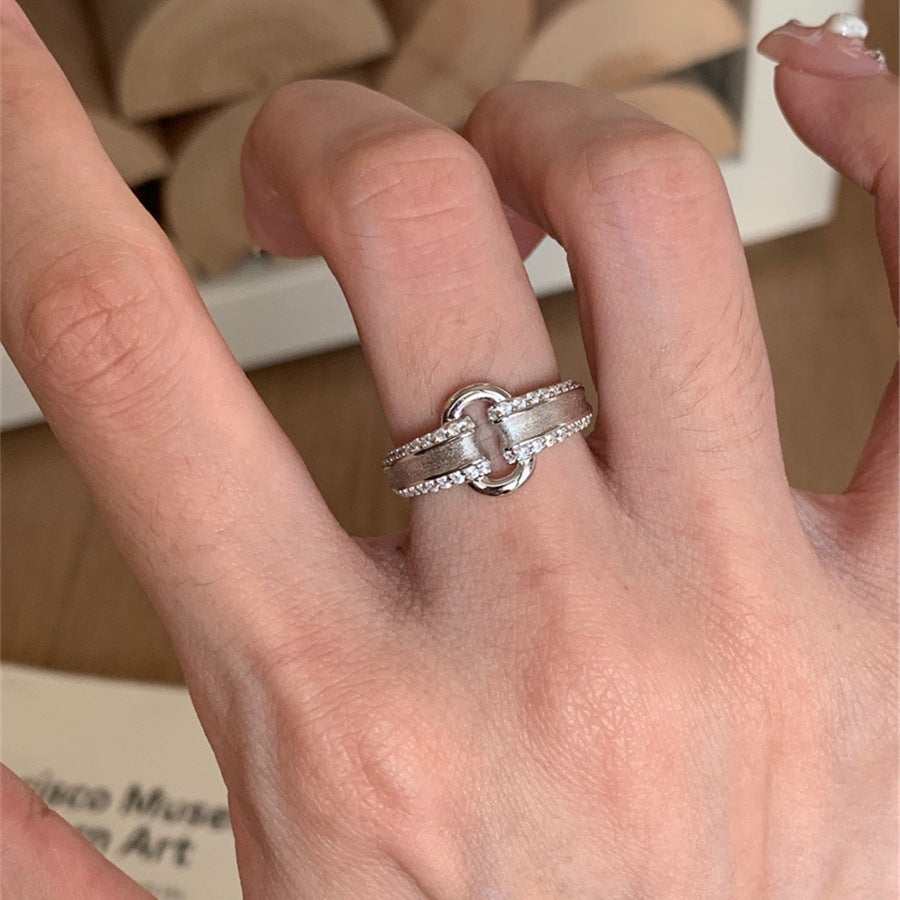Antique Zircon Brushed Ring Female Retro Minority