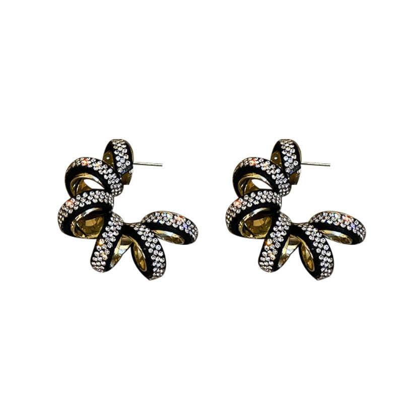 Women's Silver Post Diamond Statement Hoop Earrings