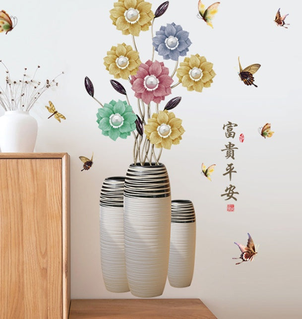 Chinese Style Vase 3d Wall Painting Living Room