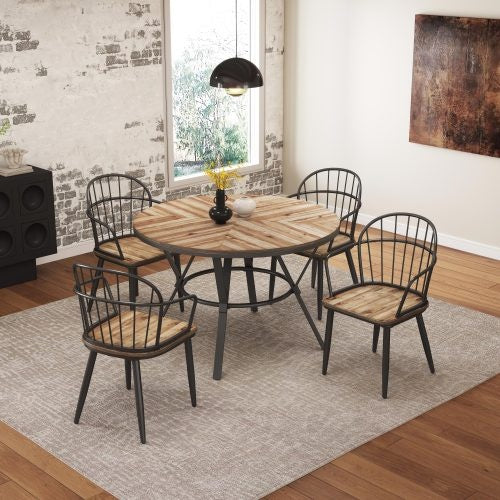 Indoor Dining Chair With Metal Legs Set Of 2,Light Birch