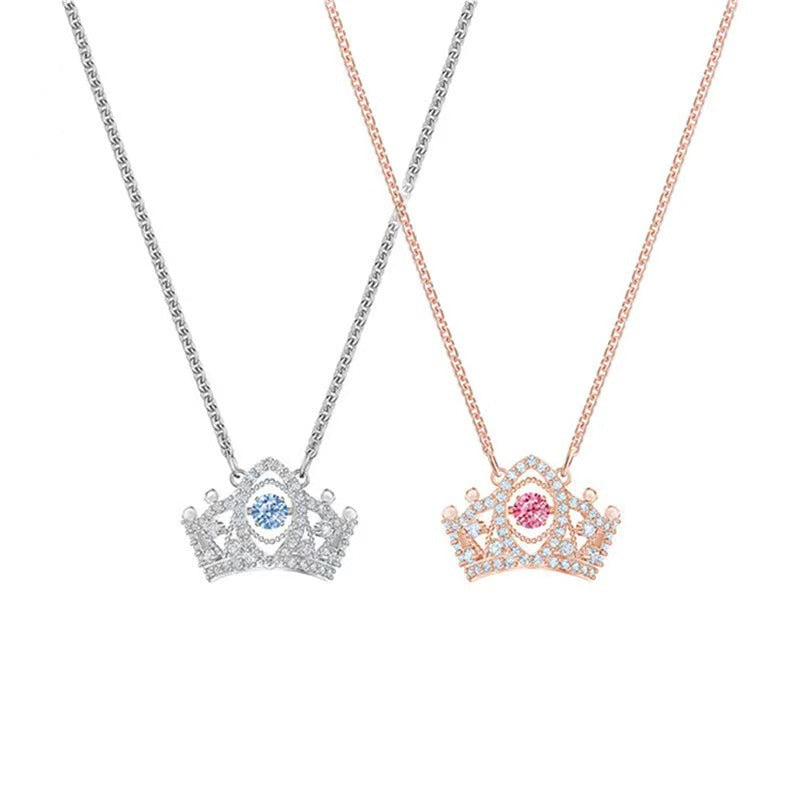 Vibrant Crystal Pendant Crown Necklace