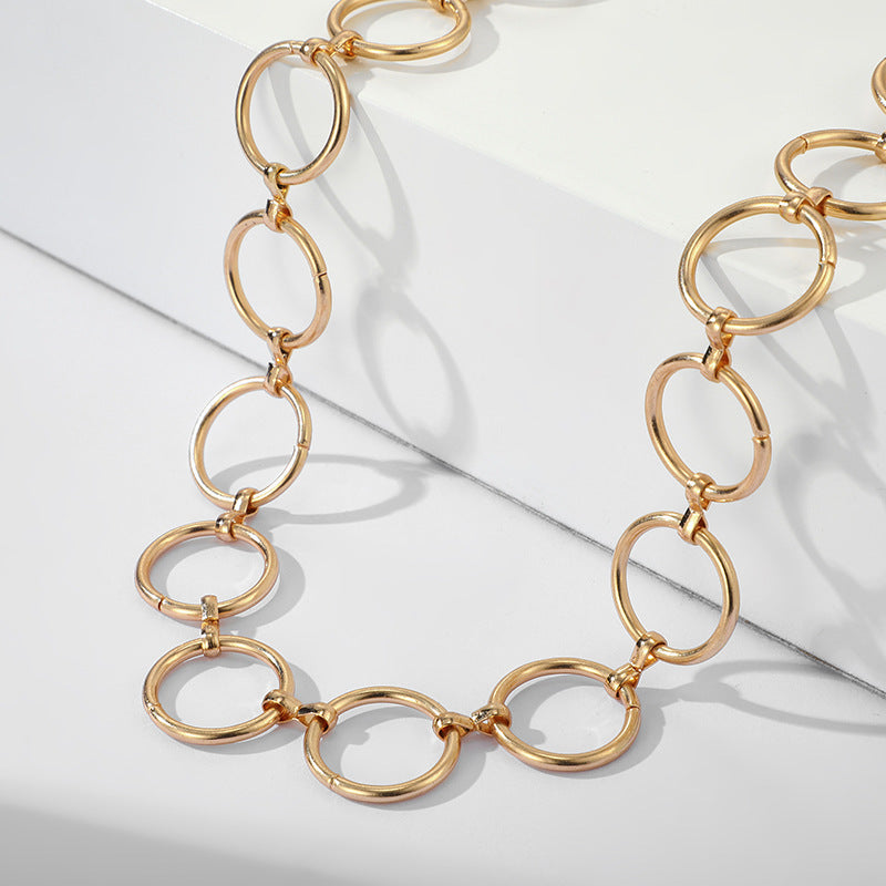 Exaggerated Personalized Trendy Necklace Geometric Circle Stylish Clavicle Necklace