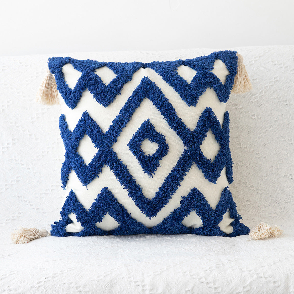 Hand-Woven Craft Tufted Colorful Red Pillowcase