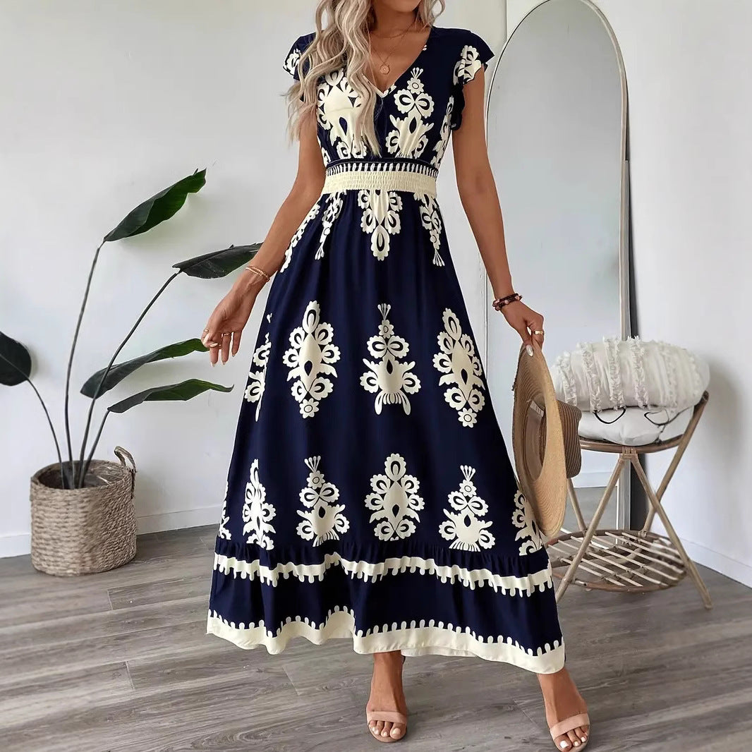 Female Beach Printed Large Swing Dress