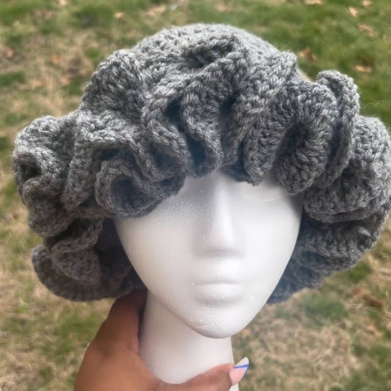 Knitted Lace Bamboo Hat Ruffled Hat Fashion