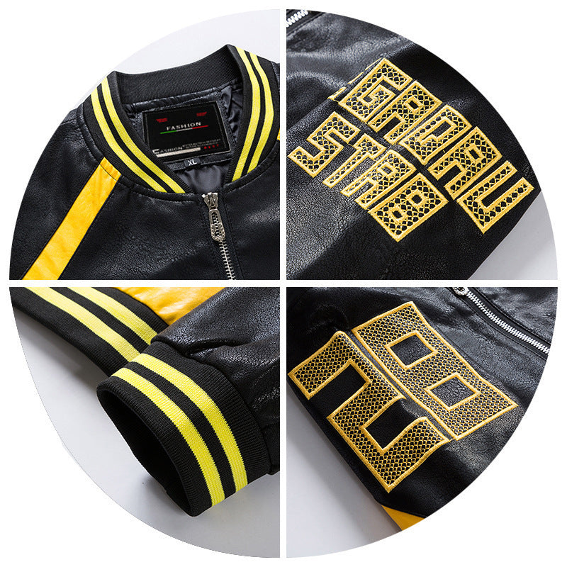 New Men's Casual PU Leather Youth Jacket