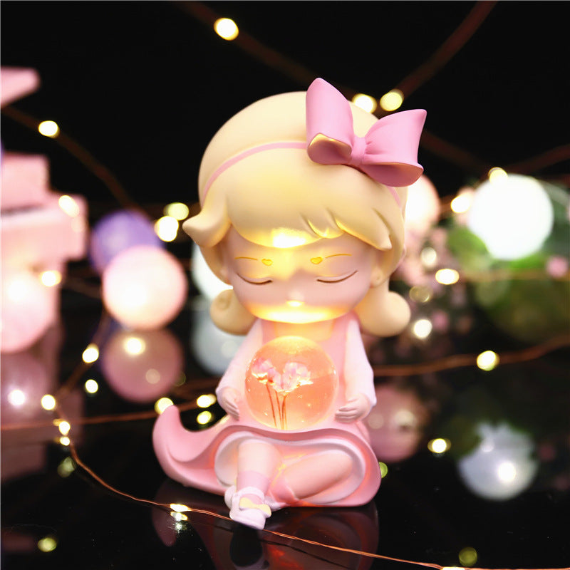 Fantasy Crystal Ball With Lamp For Girls Bedroom Desktop Resin Decoration Ornaments
