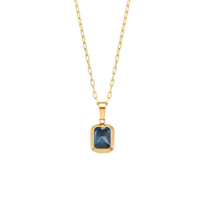 Stainless Steel Hip Hop Gemstone Pendant Necklace
