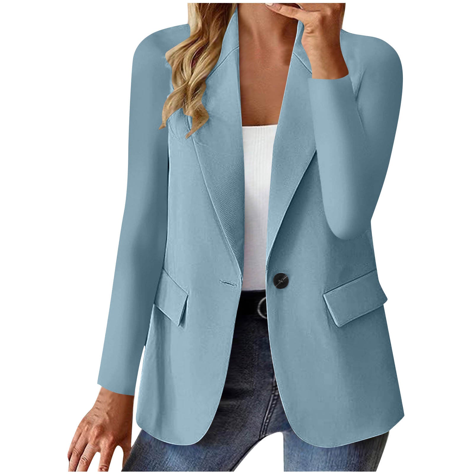 Ins Lapel Button Jacket Fashion Commuter Casual Suit Jacket Women's Long-Sleeved Tops Outwear Clothing