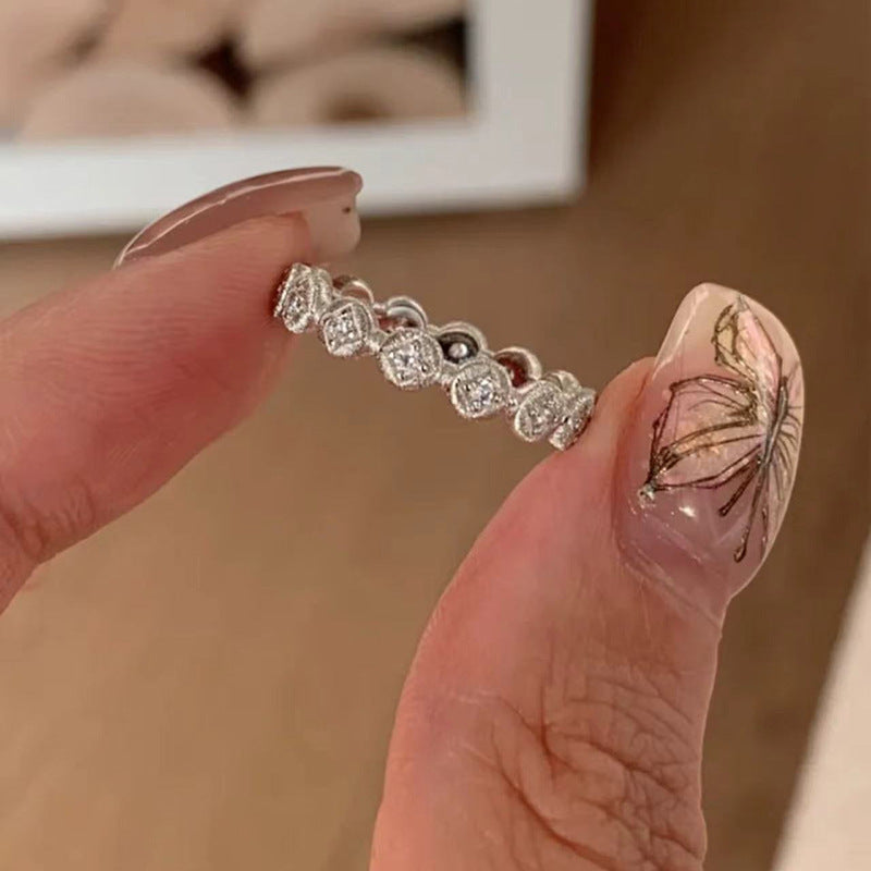 Antique Zircon Brushed Ring Female Retro Minority