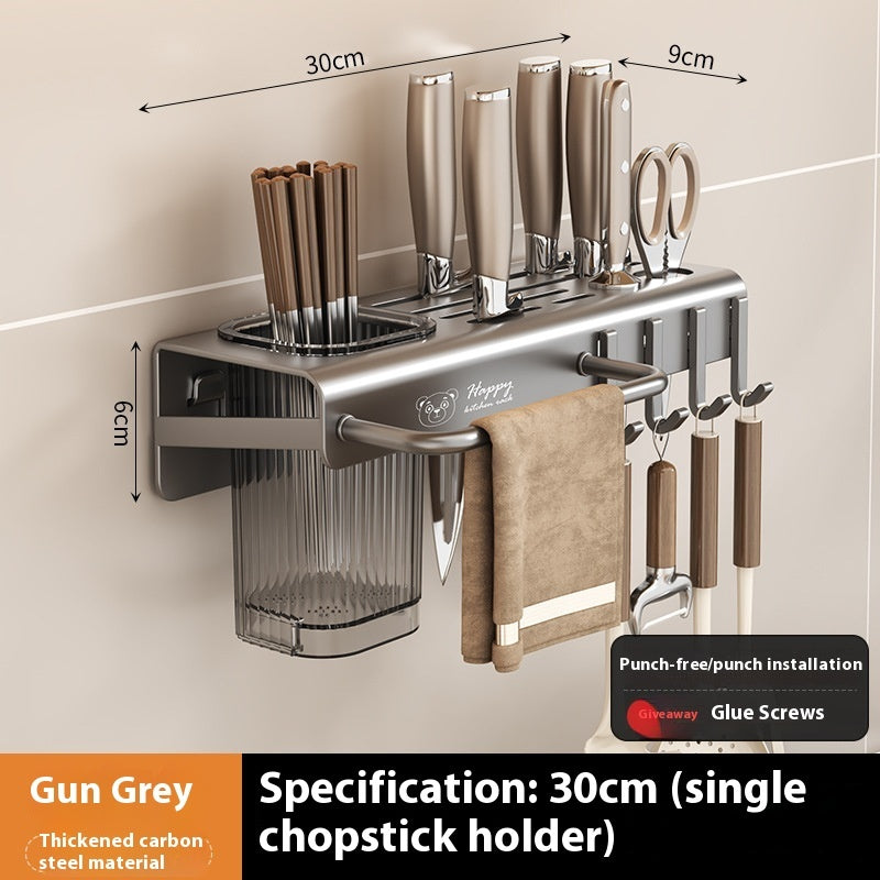 Kitchen Knife Rack Multi-Functional Punch-free