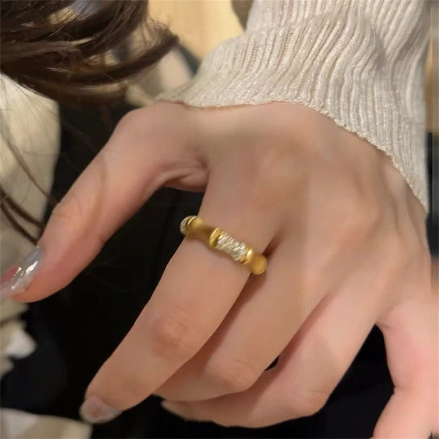 Antique Zircon Brushed Ring Female Retro Minority