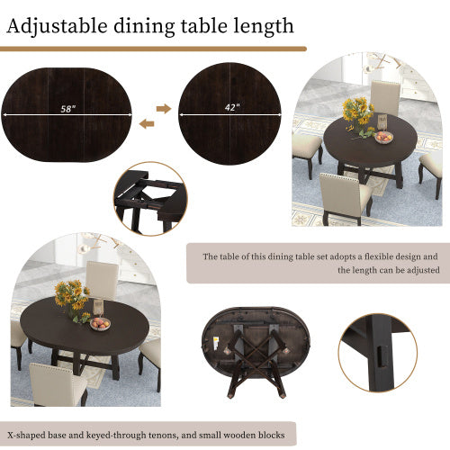 5-Piece Farmhouse Wooden Dining Table Set