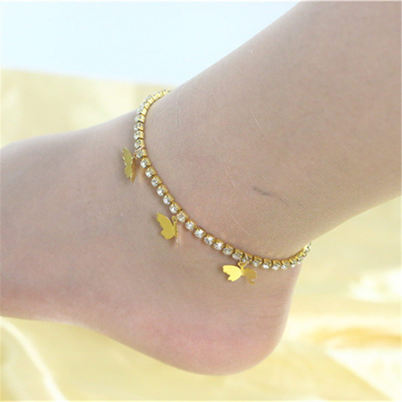 Pendant Rhinestone Single Row Cuban Chain Foot