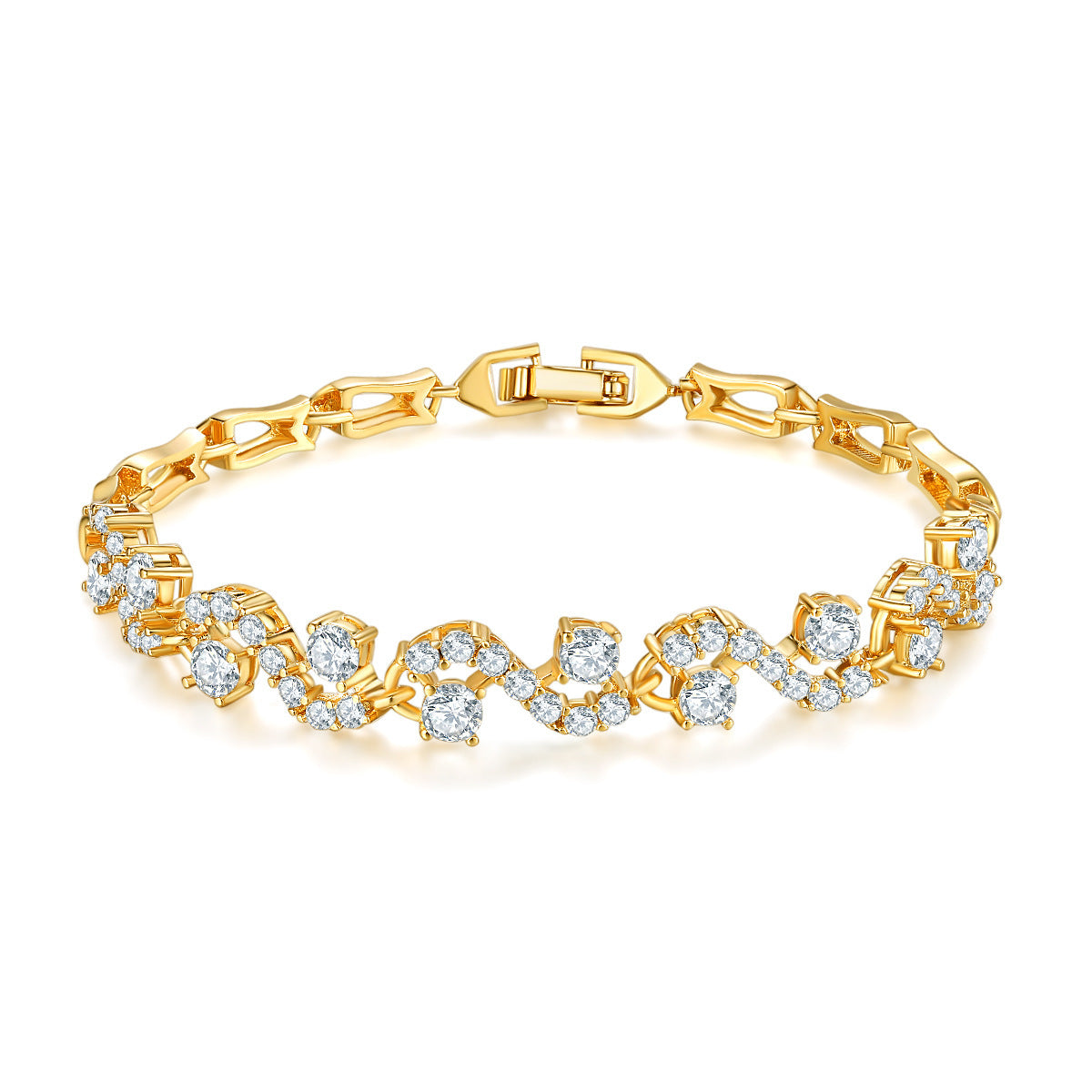 Zircon Wave Bracelet Electroplating Real Gold Diamond Bracelet Wholesale Does Not Fade